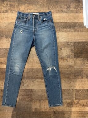 Skinny High-Rise Distressed Blue Jeans